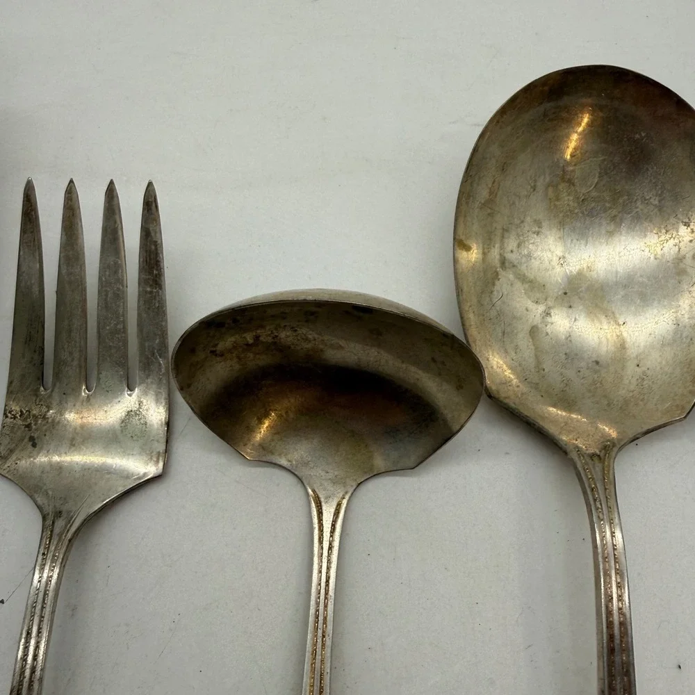 Vintage RC Co Bouquet Silver Plate Serving Set 5pc Pie Server Ladle Meat Fork